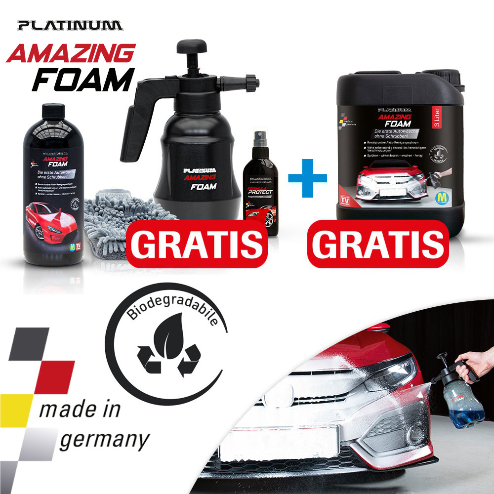 Platinum Amazing Foam ® - schiuma per lavaggio auto professionale, Hobby &  Tempo Libero