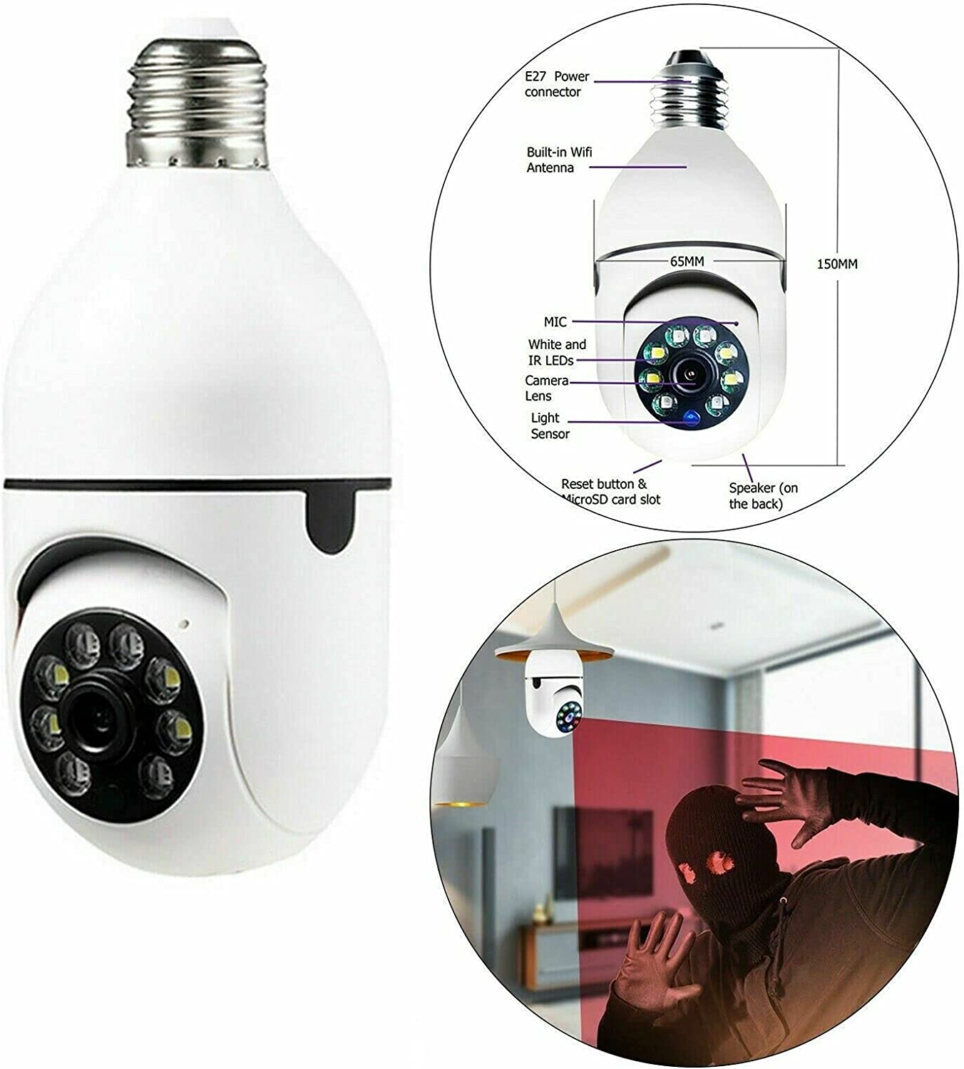 IC 360 ® - la telecamera di sicurezza con attacco lampadina, Casa